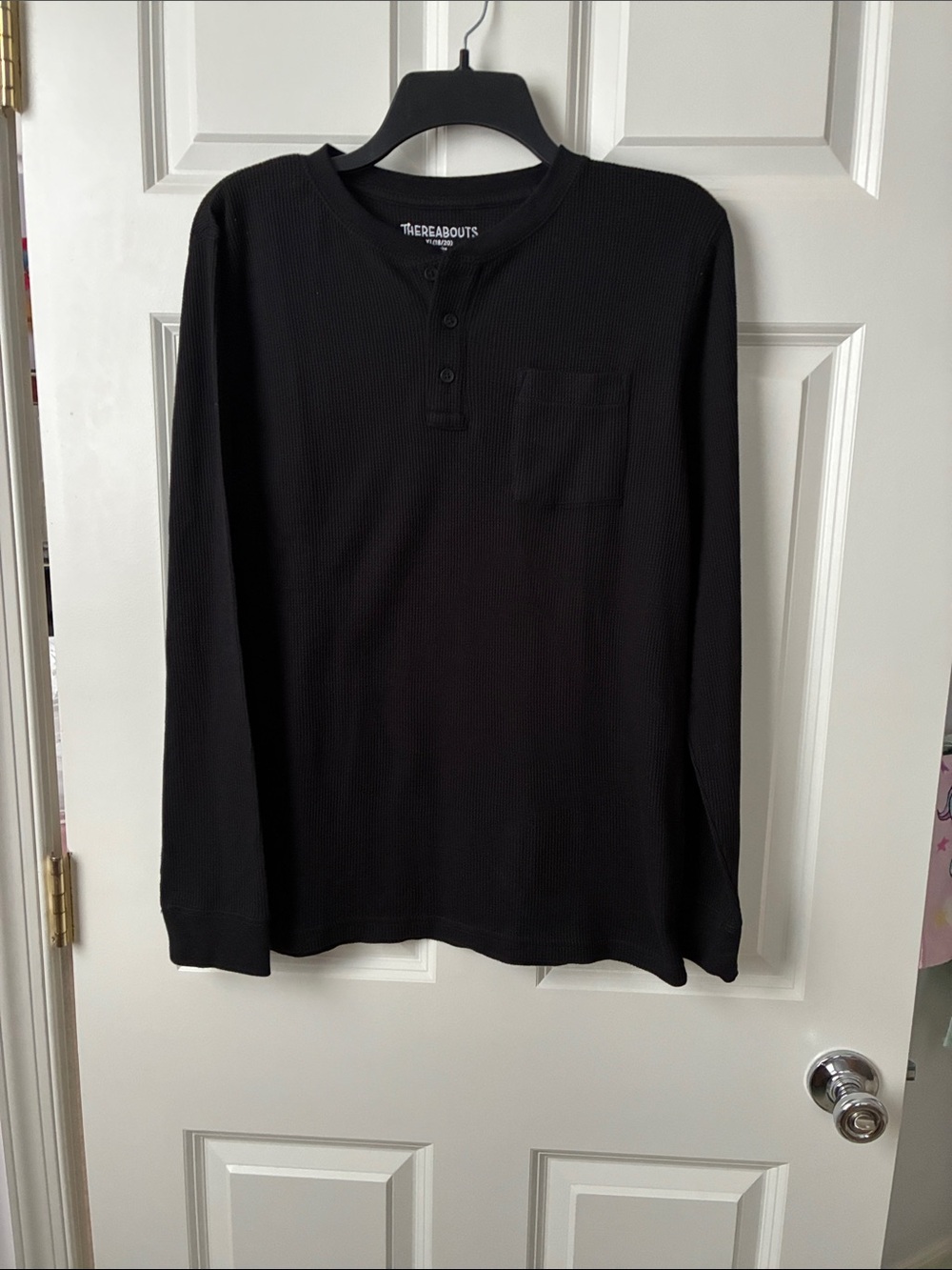 Thereabouts Women's Black Scoop Neck Thermal Pullover Sweater